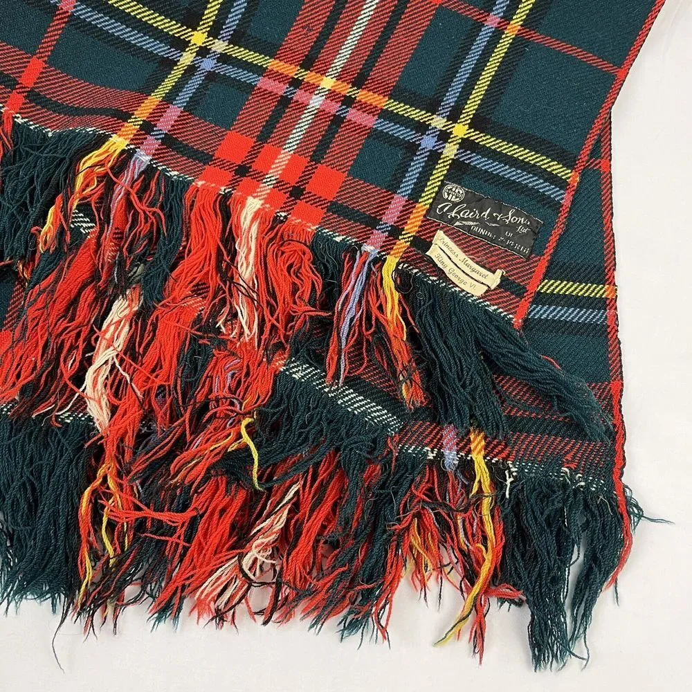 A. Laird & Sons Scottish Wool Plaid Blanket Dundee & Perth Vintage 40s 50s